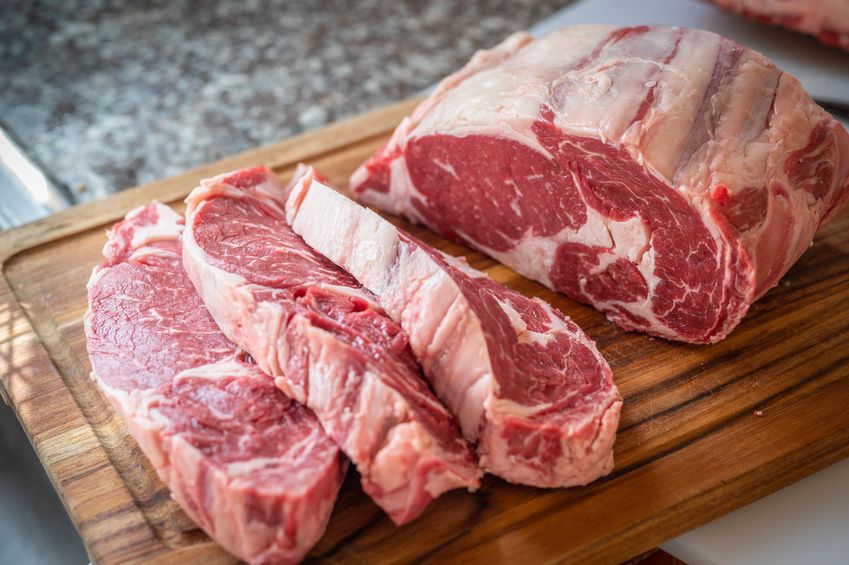 Fresh rib eye beef cut